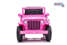 [14974] Wojskowe auto terenowe JH-103 na akumulator 4x45W 12V/7Ah Ekoskóra EVA LED - różowy