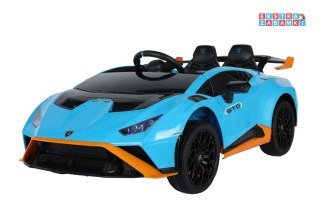 Niebieskie Lamborghini STO DRIFT na akumulator - 2x45W, 24V/4.5Ah, z Pilotem, EVA, LED - [15524]