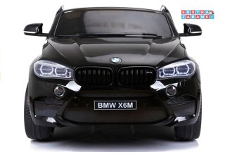 Czarne BMW X6M na akumulator - 2x120W, 12V/10Ah, pilot, lakier, ekoskóra, EVA, LED - [2843]