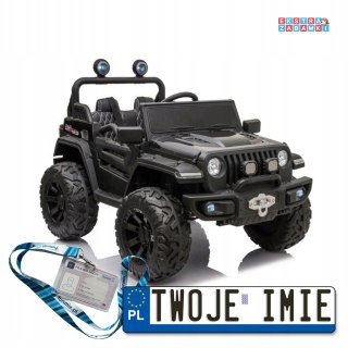 Czarne Auto lakierowane HC8988 na akumulator - ekoskóra, koła EVA, bluetooth, pasy