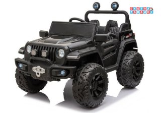 Czarne Auto lakierowane HC8988 na akumulator - ekoskóra, koła EVA, bluetooth, pasy