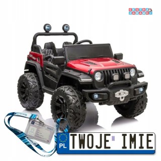 Czerwone Auto lakierowane HC8988 na akumulator - ekoskóra, koła EVA, bluetooth, pasy