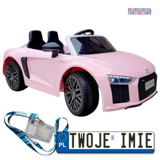Różowe Audi R8 Spyder na akumulator - 2x45W, EVA
