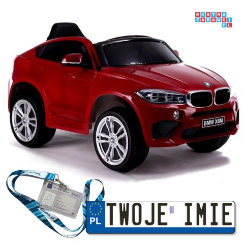 [3286] BMW X6 lakierowany na akumulator 2x45W 12V/7Ah Ekoskóra EVA LED - czerwony