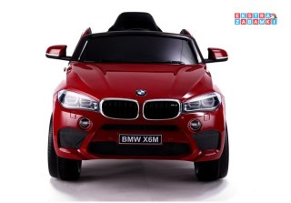 Czerwone BMW X6 na akumulator - 2x45W, 12V/7Ah, Ekoskóra, EVA, LED - [3286]