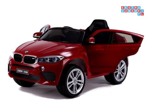 [3286] BMW X6 lakierowany na akumulator 2x45W 12V/7Ah Ekoskóra EVA LED - czerwony