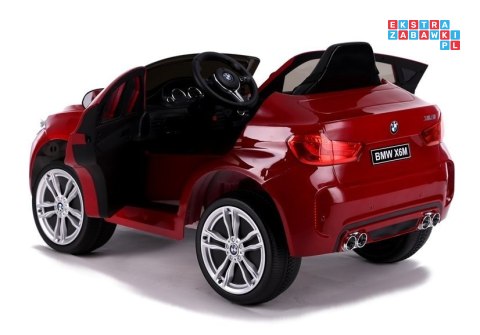 [3286] BMW X6 lakierowany na akumulator 2x45W 12V/7Ah Ekoskóra EVA LED - czerwony
