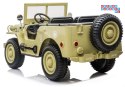 [7455] Wojskowy terenowy jeep samochód JH101 na akumulator 4x45W 12V/14Ah Ekoskóra Pilot MP3 EVA - beżowy
