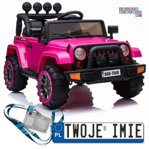 [BRD-7588] Terenowy Full Time 4WD 4X40W 12V/10Ah koła EVA, pilot, LED - różowy