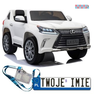 Białe Auto na Akumulator LEXUS DK-LX570 - Lakierowany, Ekoskóra, 4x45W, EVA, LED
