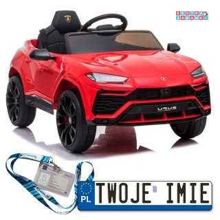 Czerwone Lamborghini Urus na akumulator - 2x45W, 12V/4.5Ah, EVA, LED - [5181]