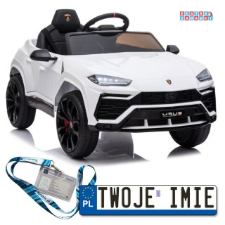Białe Lamborghini Urus na akumulator - 2x45W, 12V/4.5Ah, EVA, LED - [5180]