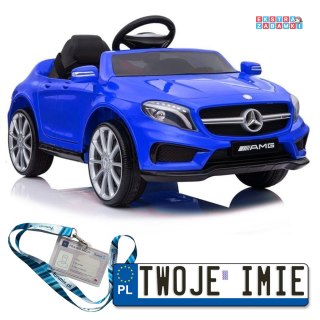 Niebieskie Mercedes GLA45 na akumulator - Ekoskóra, Lakier, EVA, LED