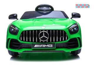 Zielony Mercedes GTR na akumulator - 2x45W, 12V/4.5Ah, Pilot, Ekoskóra, EVA, LED - [3868]