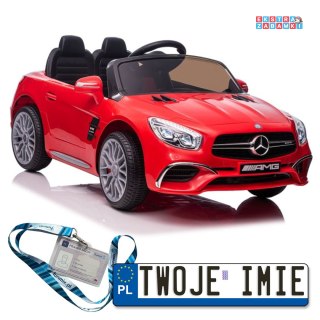 Czerwone Auto na Akumulator Mercedes SL65 na akumulator - Ekoskóra, 2x45W, EVA, LED