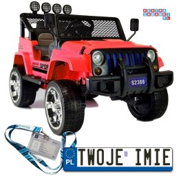 [6589] Auto terenowe Jeep na akumulator 4x45W 12V/10Ah Bluetooth Ekoskóra EVA LED - czerwony