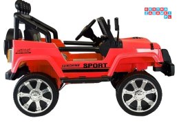 [6589] Auto terenowe Jeep na akumulator 4x45W 12V/10Ah Bluetooth Ekoskóra EVA LED - czerwony