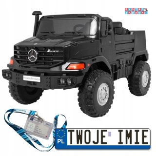 Czarne Auto na akumulator Mercedes-Benz Zetros dla dzieci - 2-osobowy, Bagażnik, Pilot