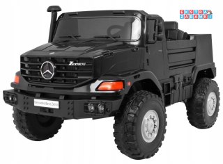 Czarne Auto na akumulator Mercedes-Benz Zetros dla dzieci - 2-osobowy, Bagażnik, Pilot