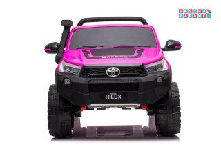 Różowa Toyota Hilux na akumulator - 4x45W, 24V/7Ah, Bluetooth, Ekoskóra, Radio, EVA, LED - [7644]