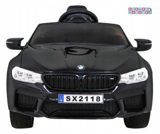 Czarne BMW M5 na akumulator - 2x45W, 24V/7Ah, LED, pasy, pilot - [SX2118]