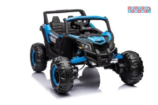 Niebieskie buggy na akumulator 4x4 - niebieski, ekoskóra, Bluetooth, EVA, LED