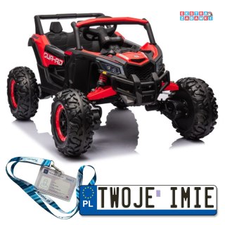 Czerwone Auto Pojazd Buggy na akumulator 4x4 - czerwony, ekoskóra, Bluetooth, EVA, LED