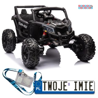 Czarne Auto buggy na akumulator 4x4 - czarny, ekoskóra, Bluetooth, EVA, LED