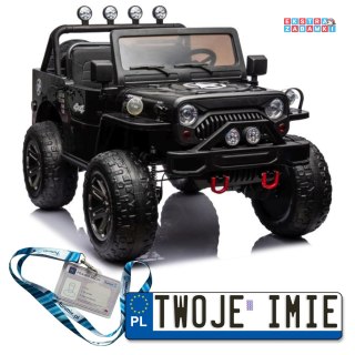 Czarne Auto Pojazd Na Akumulator Dla Dzieci 4x4 - ekoskóra, EVA, LED, MP3