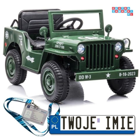 [14972] Wojskowe auto terenowe JH-103 na akumulator 4x45W 12V/7Ah Ekoskóra EVA LED - zielony