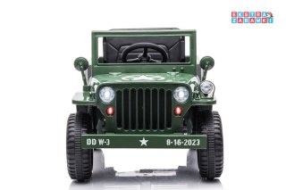 Zielone Wojskowe auto terenowe JH-103 na akumulator - 4x45W, 12V/7Ah, Ekoskóra, EVA, LED - [14972]