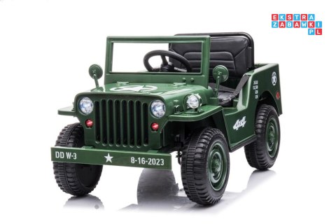 [14972] Wojskowe auto terenowe JH-103 na akumulator 4x45W 12V/7Ah Ekoskóra EVA LED - zielony