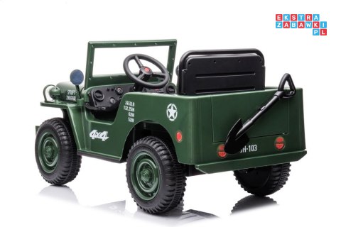 [14972] Wojskowe auto terenowe JH-103 na akumulator 4x45W 12V/7Ah Ekoskóra EVA LED - zielony