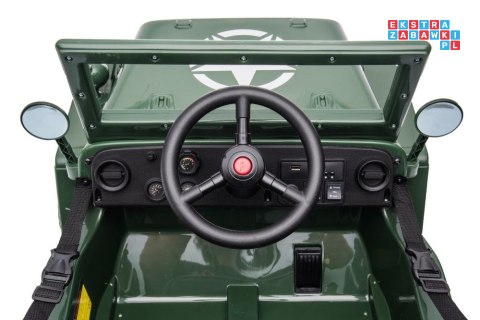 [14972] Wojskowe auto terenowe JH-103 na akumulator 4x45W 12V/7Ah Ekoskóra EVA LED - zielony