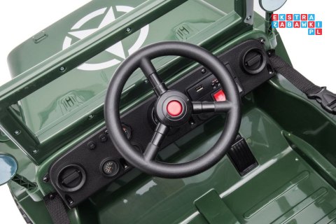 [14972] Wojskowe auto terenowe JH-103 na akumulator 4x45W 12V/7Ah Ekoskóra EVA LED - zielony