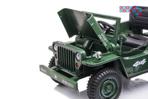 [14972] Wojskowe auto terenowe JH-103 na akumulator 4x45W 12V/7Ah Ekoskóra EVA LED - zielony