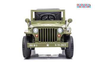 Zielone Wojskowe auto terenowe JH-103 na akumulator - 4x45W, 12V/7Ah, Ekoskóra, EVA, LED - [14975]
