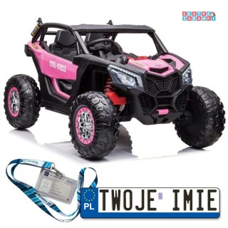 Różowe XB-2118 buggy na akumulator 4x4 - różowy, 4x45W, ekoskóra, EVA, LED [9819]