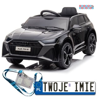 Czarne Audi RS6 na akumulator - 2x45W, 12V/7Ah, ekoskóra, EVA, LED - [11966]