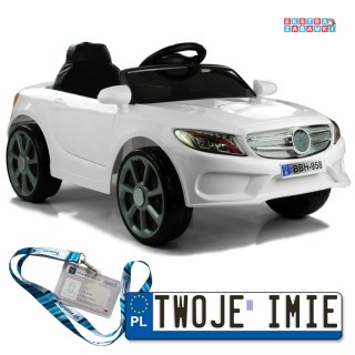 Białe Auto Pojazd na Akumulator BBH-958 - Ekoskóra, 2x45W, EVA, LED