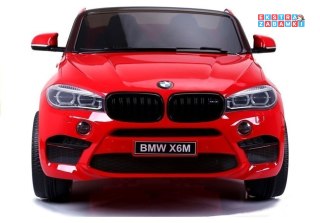 Czerwone BMW X6M na akumulator - 2x120W, 12V/10Ah, ekoskóra, EVA, LED, MP3 - [2842]