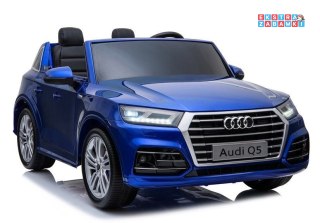Niebieskie Audi Q5 na akumulator - 4x45W, Ekoskóra, EVA, LED - [3738]