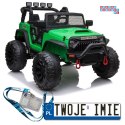 [6515] Pojazd terenowy Jeep na akumulator 2x200W Ekoskóra Bluetooth EVA LED - zielony