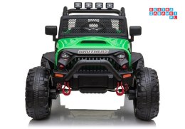 [6515] Pojazd terenowy Jeep na akumulator 2x200W Ekoskóra Bluetooth EVA LED - zielony