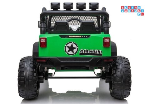 [6515] Pojazd terenowy Jeep na akumulator 2x200W Ekoskóra Bluetooth EVA LED - zielony