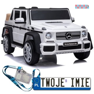 Białe Mercedes Maybach na akumulator - Ekoskóra, 2x45W, EVA, LED