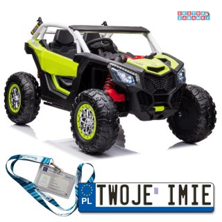 Zielony Buggy XB-2118 na akumulator dwuosobowy - zielony, 4x45W, ekoskóra, EVA, LED [9818]
