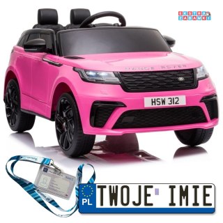 Różowy Range Rover na akumulator - 2x45W, 12V/4.5Ah, pilot, ekoskóra, EVA, LED, MP3 - [7761]