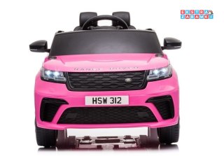 Różowy Range Rover na akumulator - 2x45W, 12V/4.5Ah, pilot, ekoskóra, EVA, LED, MP3 - [7761]