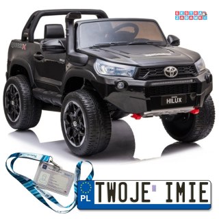 Czarna Toyota Hilux na akumulator - 4x45W, 24V/7Ah, Bluetooth, Ekoskóra, Radio, EVA, LED - [7644]